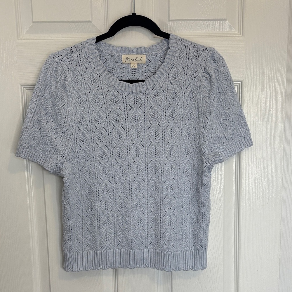 Marled Short Sleeved Sweater Size L